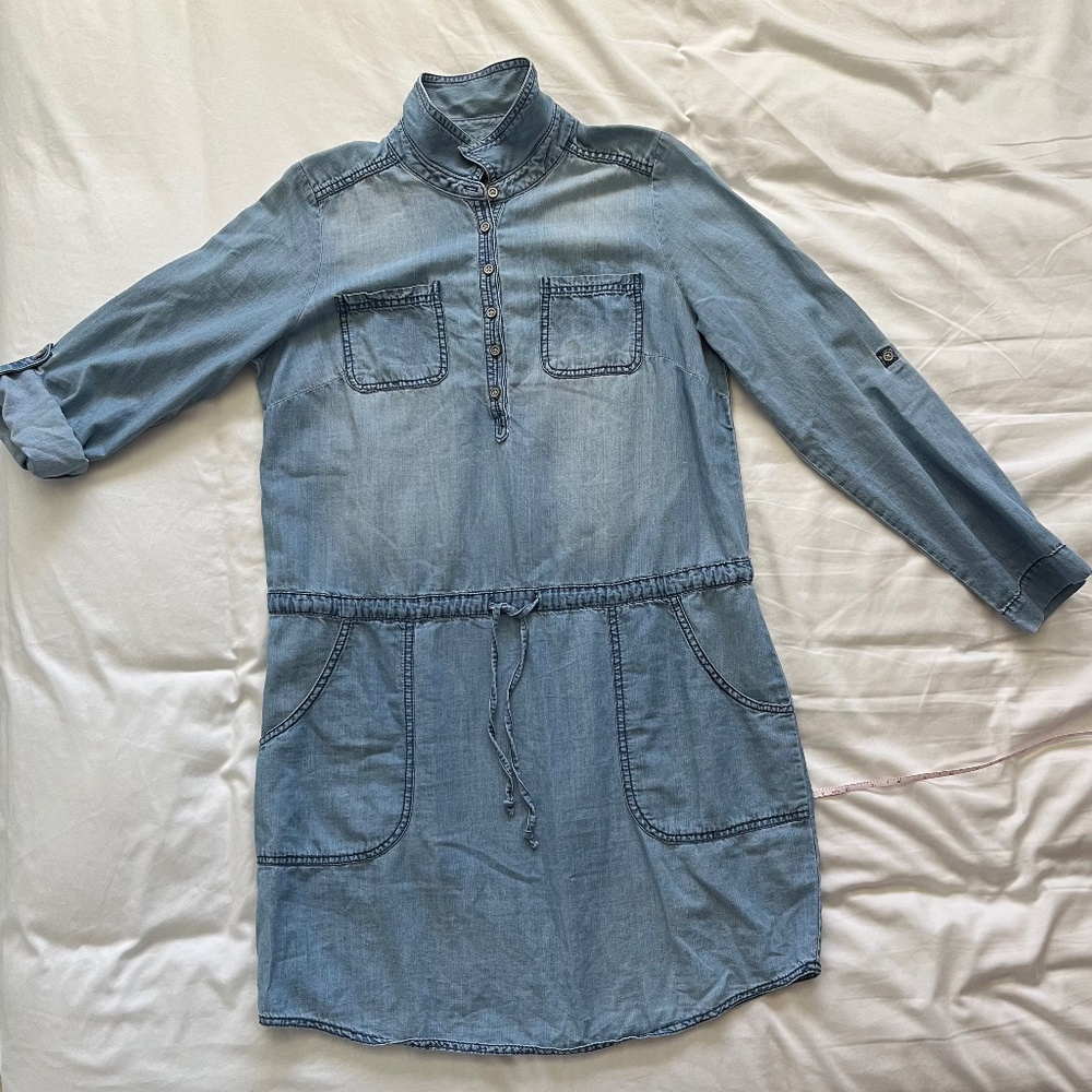 Denim Dress, Sz M, Drawstring Waist